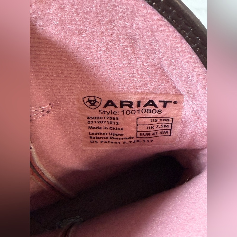 BRAND NEW NWT Ariat Size 10 Fatbaby II Pink and Brown Leather Cowboy Boots - Picture 8 of 11